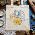 DAY N NIGHT AESTHETIC EMBROIDERED TOTE BAG